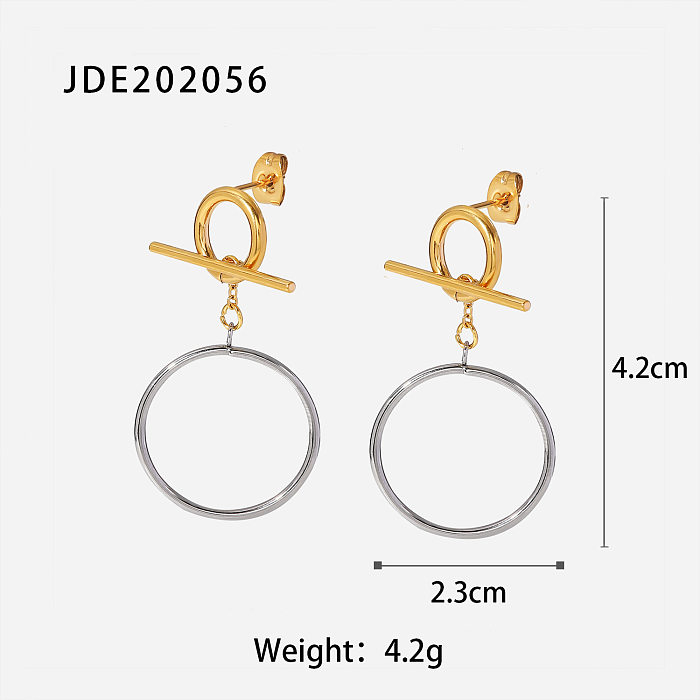 New Style 18K Gold Plated Stainless Steel  Hollow Circle Pendant Earrings