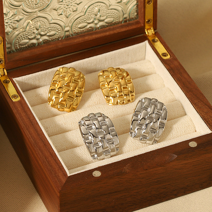 1 par de brincos básicos estilo vintage estilo clássico revestimento geométrico de aço inoxidável banhado a ouro 18K