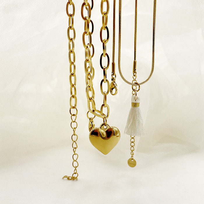 Simple Style Classic Style Heart Shape Stainless Steel  Plating Gold Plated Necklace
