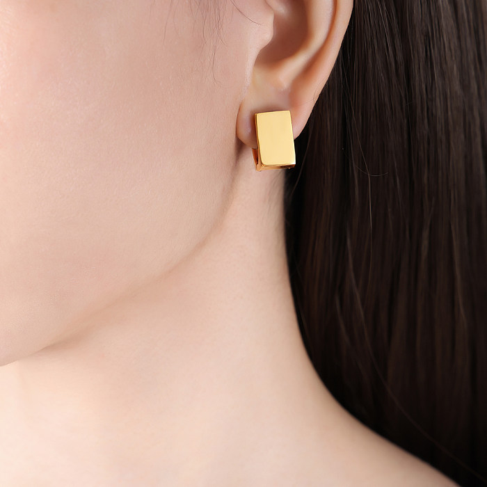 1 Pair Simple Style Square Plating Hollow Out Stainless Steel 18K Gold Plated Earrings