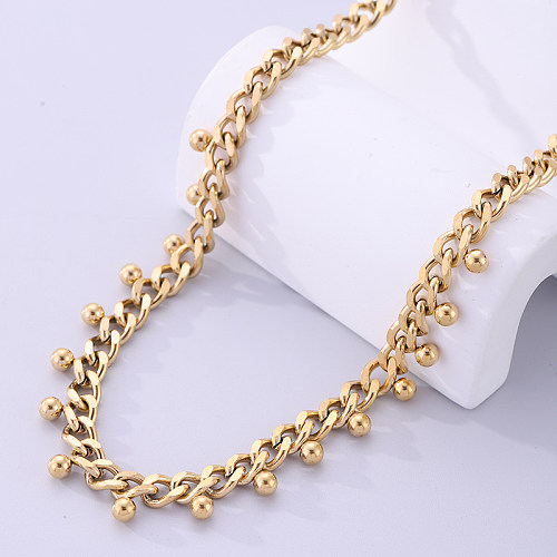 Collar chapado en oro de 18 quilates con revestimiento de acero inoxidable de color sólido redondo de estilo simple estilo IG