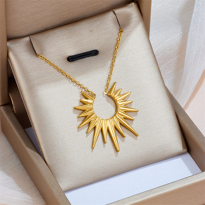 Modern Style Sun Solid Color Stainless Steel Necklace In Bulk