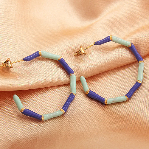1 Pair IG Style Simple Style Geometric Enamel Stainless Steel  Earrings