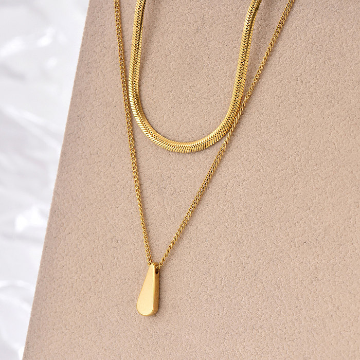 Simple Style Water Droplets Stainless Steel  Plating 14K Gold Plated Layered Necklaces