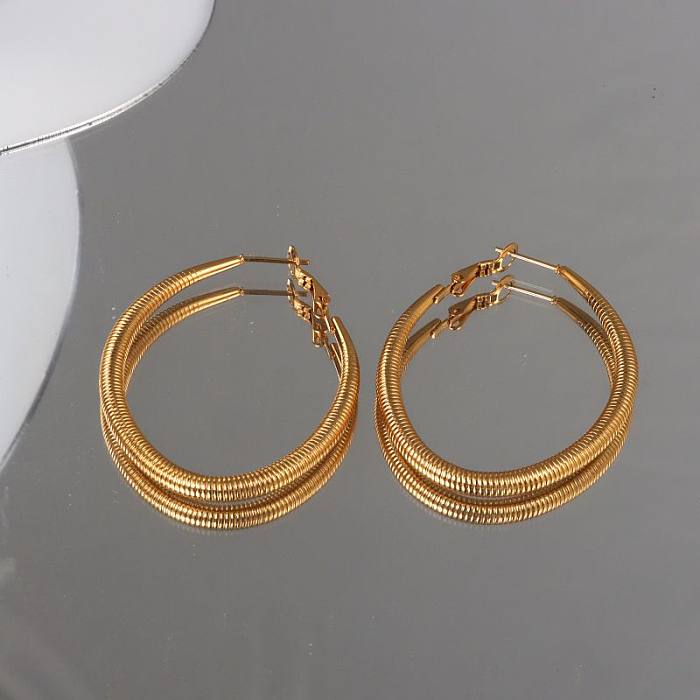 1 Pair Retro Solid Color Plating Stainless Steel  14K Gold Plated Earrings