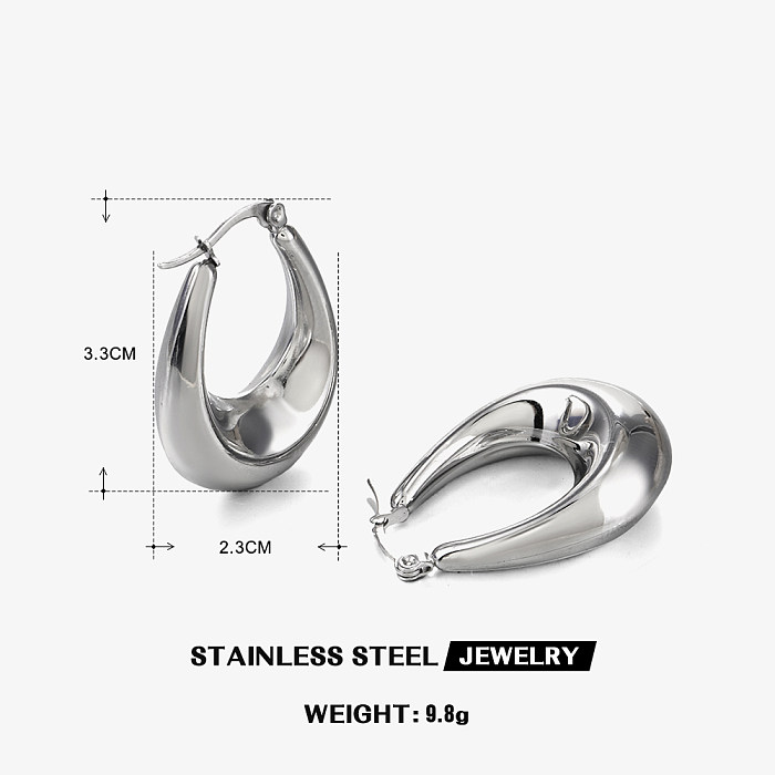 1 Pair IG Style Simple Style U Shape Oval Solid Color Polishing Stainless Steel  Earrings