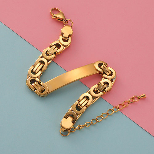 Streetwear brilhante geométrico de aço inoxidável patchwork banhado a ouro pulseiras banhadas a prata