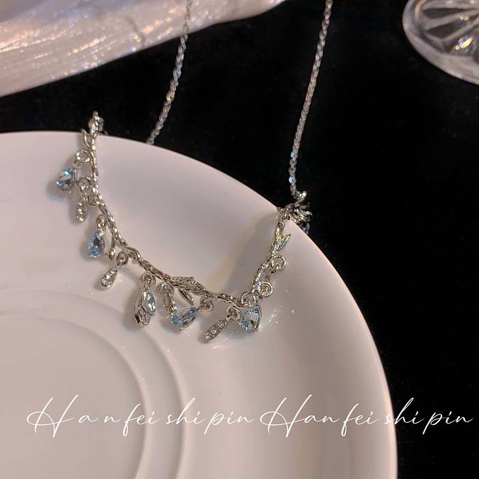 1 Piece Fashion Water Droplets Stainless Steel Inlay Zircon Necklace