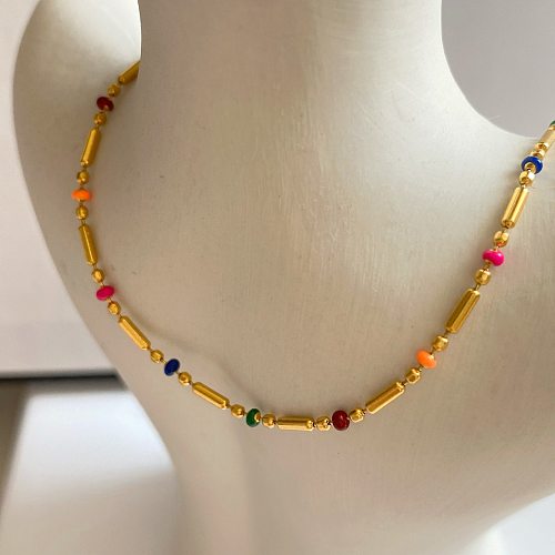 Wholesale Retro Colorful Stainless Steel  Necklace