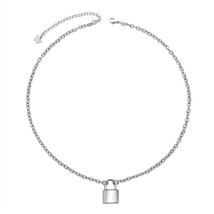 Simple Style Classic Style Lock Stainless Steel  Polishing Pendant Necklace