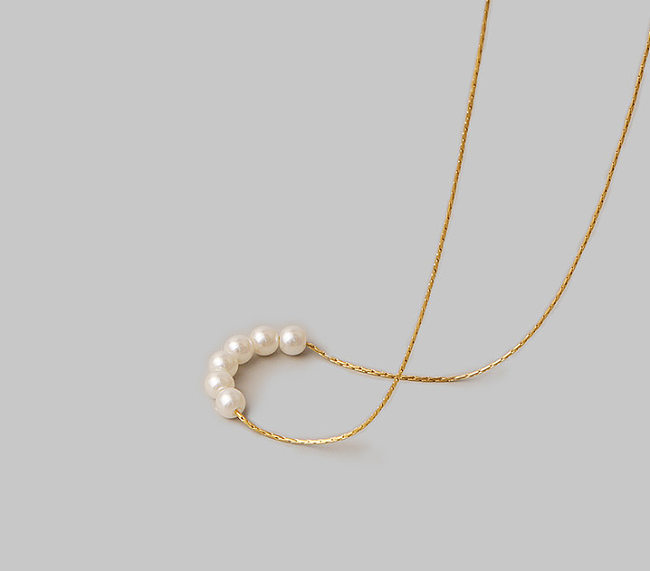 Bijoux en gros, collier de perles simples en acier inoxydable, bijoux