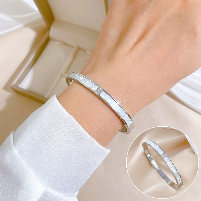 Simple Style Color Block Titanium Steel Plating Gold Plated Bangle