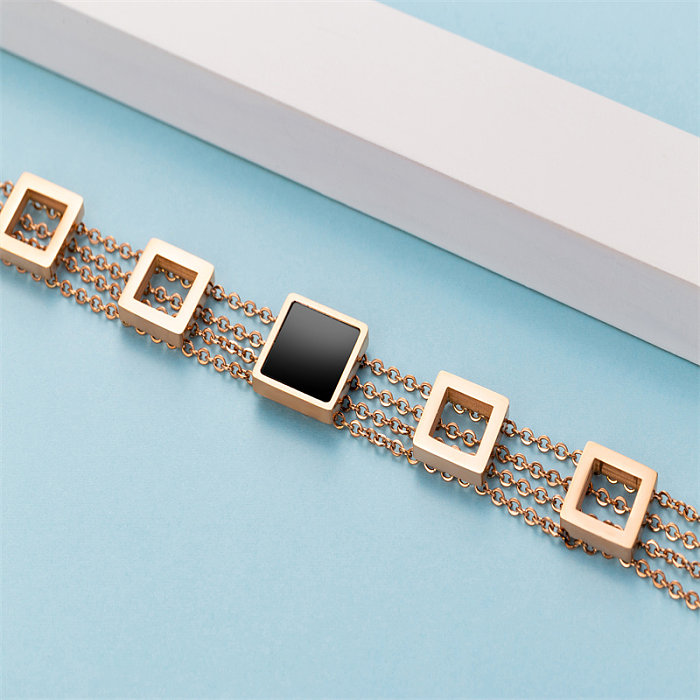 Bracelets plaqués or Rose, Style Simple et décontracté, carré, acier inoxydable, titane, placage en couches