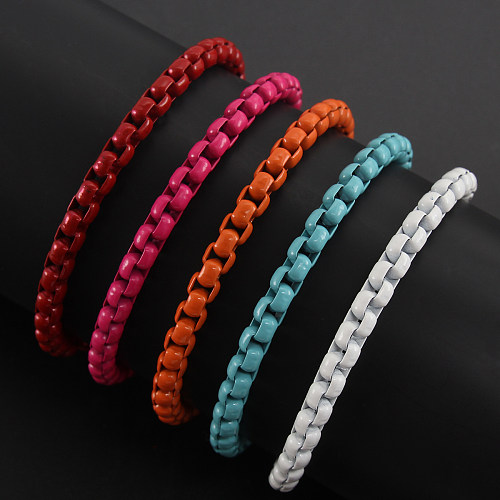 Bracelets patchwork en acier inoxydable de couleur unie rétro hip-hop