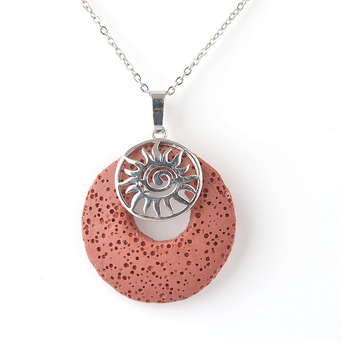 Streetwear Sun Stainless Steel  Volcanic Rock Copper Pendant Necklace