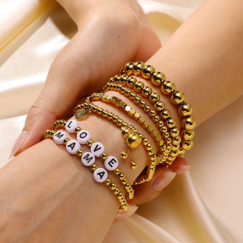 Bracelets plaqués or 18 carats en acier inoxydable avec lettre décontractée de style streetwear en vrac