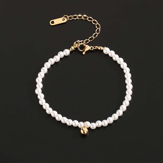 Bracelets plaqués or décontractés et élégants en acier titane avec perles