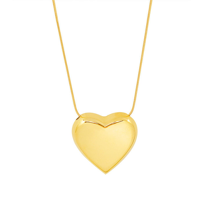 Marka European And American Ins Ornament Simple Heart-Shaped Heart Love Heart Pendant Necklace Stainless Steel 18K Golden Clavicle Chain P059