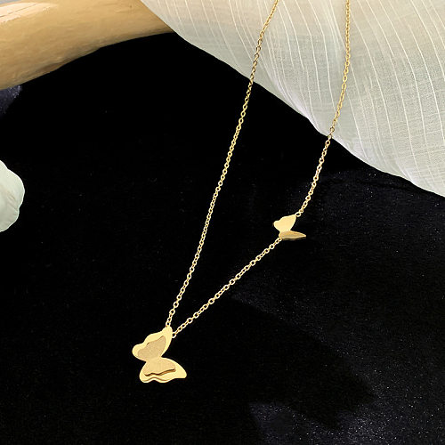 Simple Style Butterfly Stainless Steel Patchwork Necklace