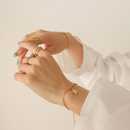 Fashion Five-Pointed Star Mango Pendant Chain Bracelet Titanium Steel