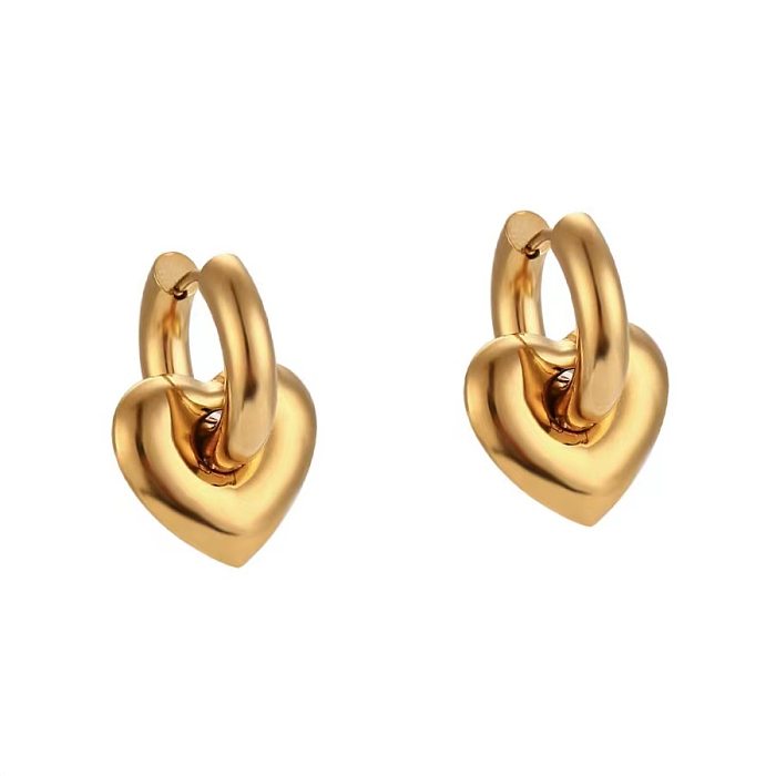 1 par de pendientes chapados en oro de 18 quilates de acero inoxidable con forma de corazón, estrella, Luna, estilo IG