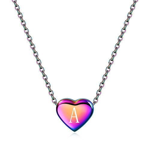 Collier Acier Inoxydable Forme Coeur Lettre Douce 1 Pièce