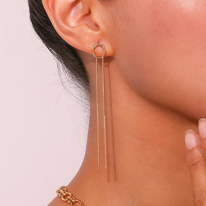 1 Paar einfache, klassische, einfarbige Ohrhänger aus Edelstahl mit 18-Karat-Vergoldung