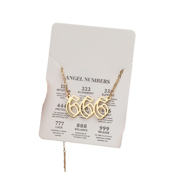 Women'S Fashion Number Stainless Steel  Pendant Necklace Plating Stainless Steel  Necklaces