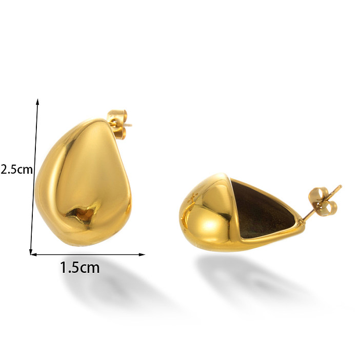 1 par de brincos banhados a ouro 18K de aço inoxidável com gotas de água irregulares estilo simples