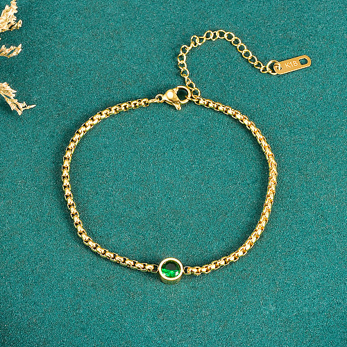 Vintage Style Round Titanium Steel Gold Plated Rhinestones Bracelets 1 Piece