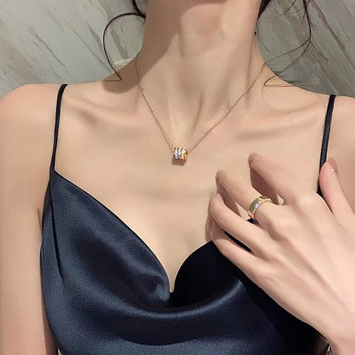 Estilo coreano internet celebridade círculo diamante-cravejado colar feminino ins simples estilo mori ins estilo frio ornamento de aço inoxidável corrente de clavícula