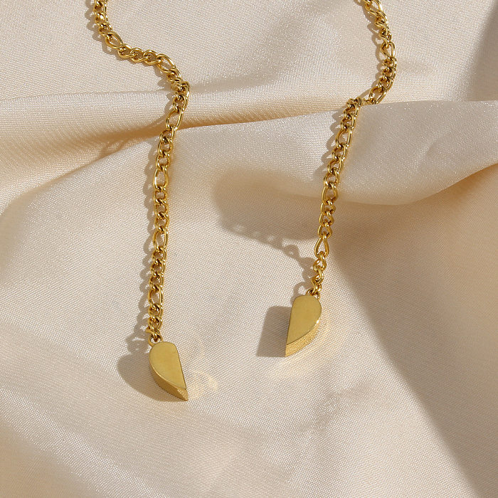 Collier pendentif en acier inoxydable en forme de cœur à la mode, placage de colliers en acier inoxydable