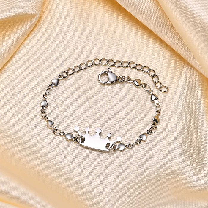 Simple Style Crown Stainless Steel Patchwork 18K Gold Plated Bracelets