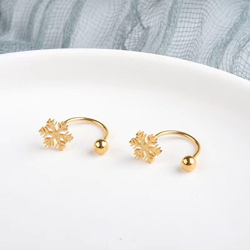 1 Pair Simple Style Snowflake Stainless Steel Plating Earrings