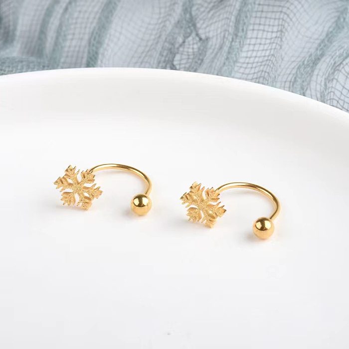 1 Pair Simple Style Snowflake Stainless Steel Plating Earrings