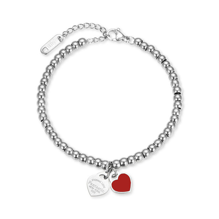 Simple Style Heart Shape Titanium Steel Beaded Bracelets