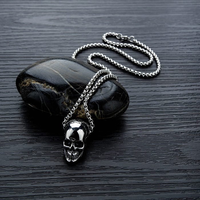 Punk Simple Stainless Steel Skull Necklace