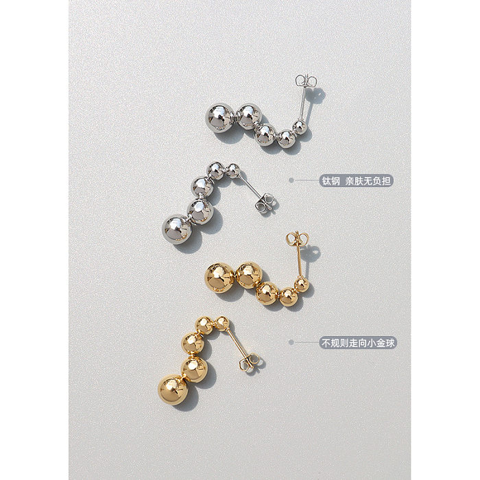 Simple Special-shaped Small Steel Ball Stainless Steel Earrings