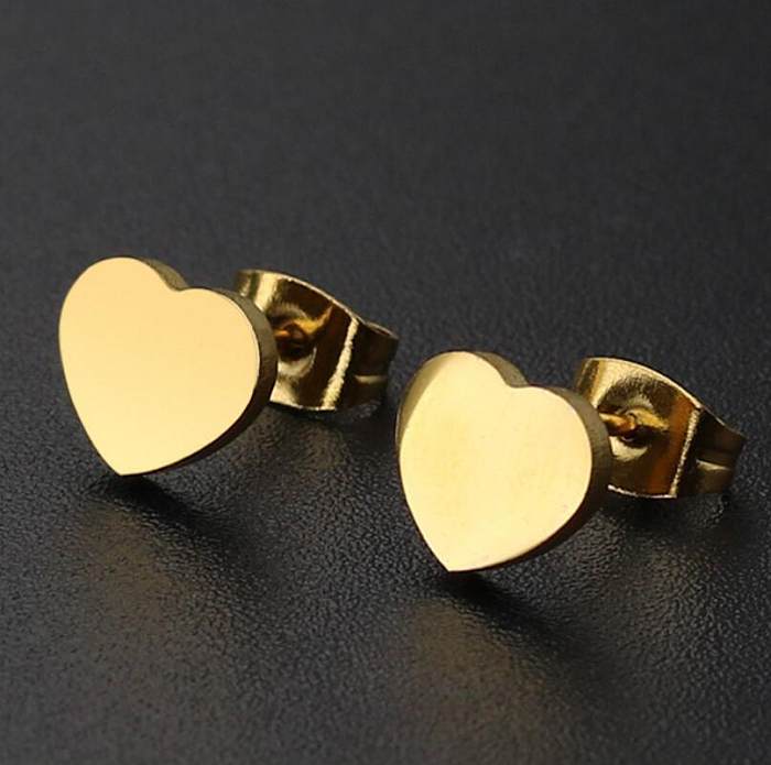 Women'S Fashion Heart Stainless Steel  No Inlaid Ear Studs Stainless Steel  Earrings
