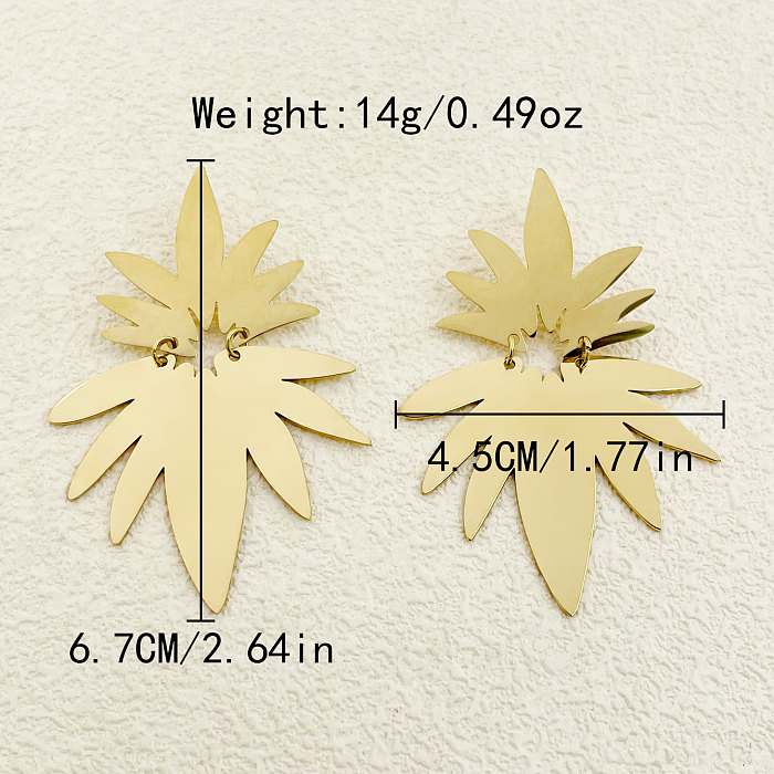 1 Pair Nordic Style Simple Style Solid Color Patchwork Plating Stainless Steel  Gold Plated Drop Earrings