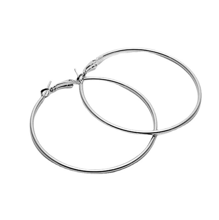 1 Pair Simple Style Solid Color Stainless Steel  Hoop Earrings