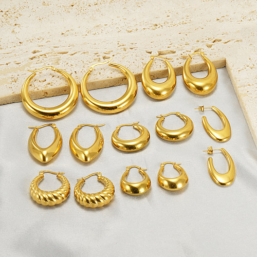 1 Pair Retro Solid Color Plating Stainless Steel  18K Gold Plated Earrings