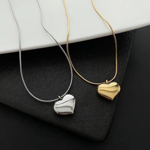 Simple Style Heart Shape Stainless Steel Necklace