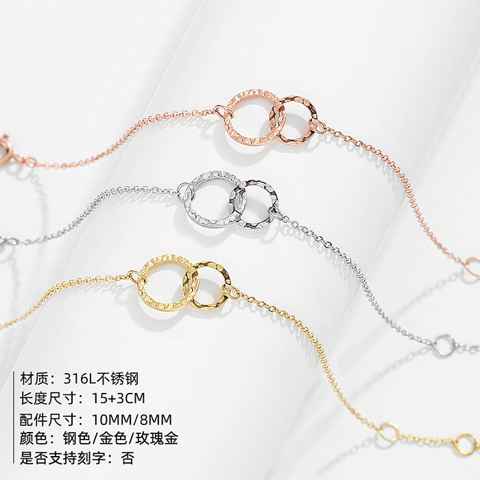 New Accessories Simple Stainless Steel Gold-plated Round Bracelet Korean Fashion Hollow Bracelet Wholesale jewelry