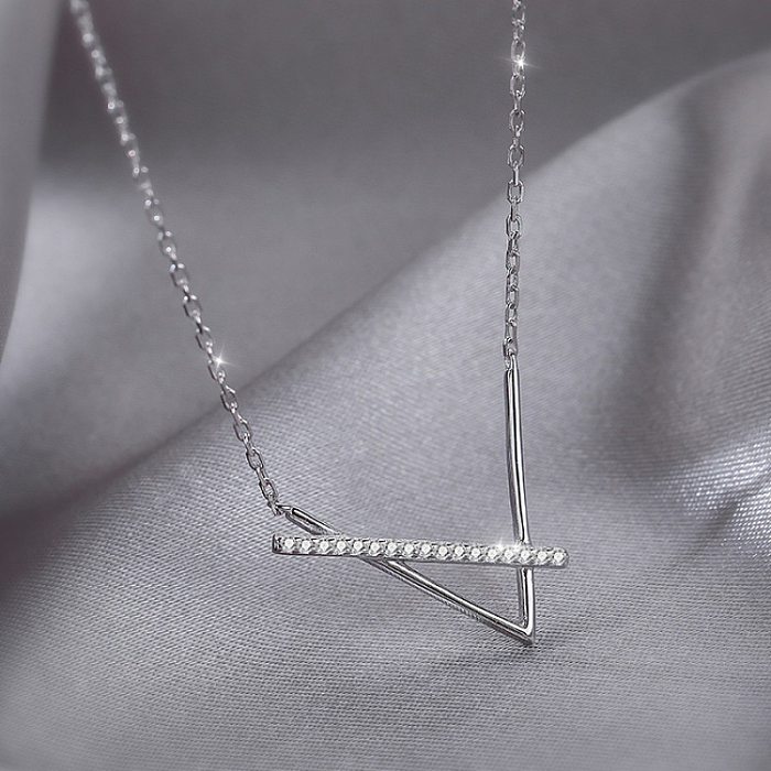 Collier de pierres précieuses artificielles en métal et diamant, Style Simple et géométrique en acier inoxydable, à la mode