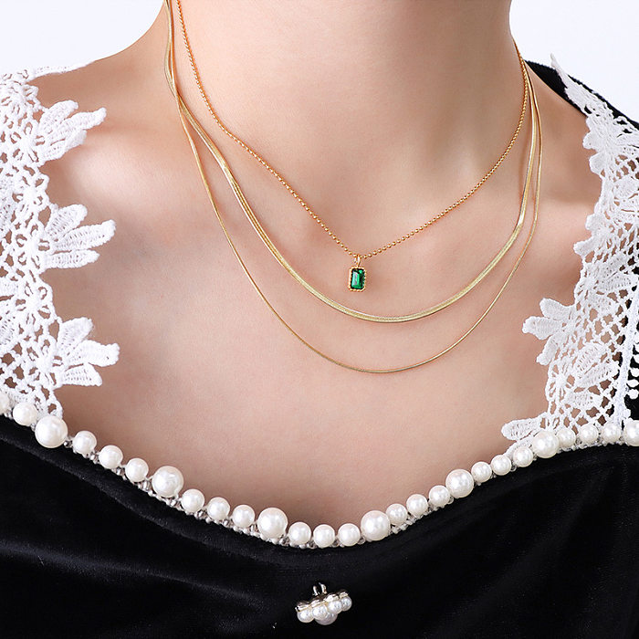 Fashion Single Diamond Necklace Stainless Steel Necklace Wholesale