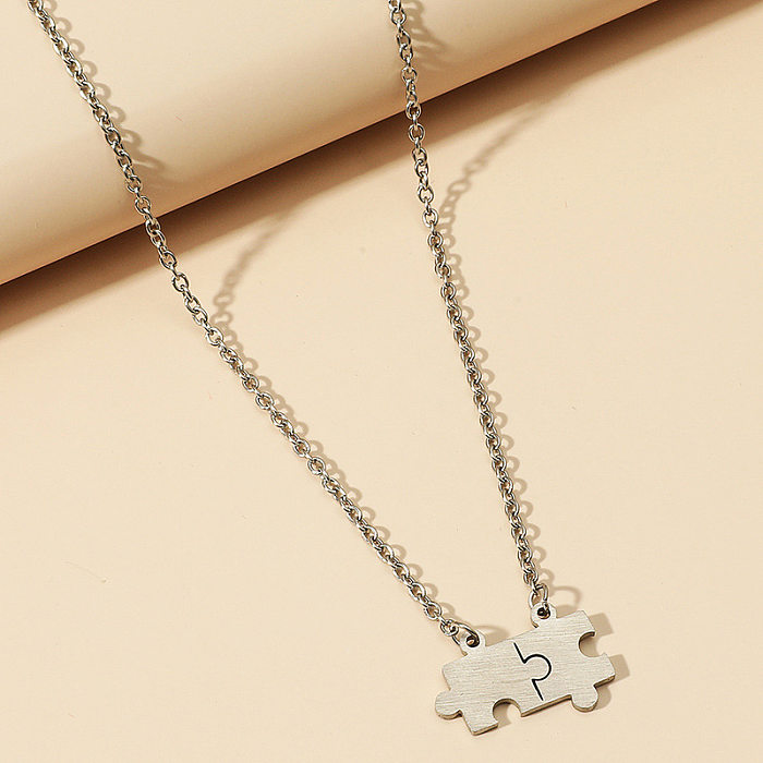 Schmuck Einfacher Stil Edelstahl-Puzzle-Halskette Großhandel Schmuck