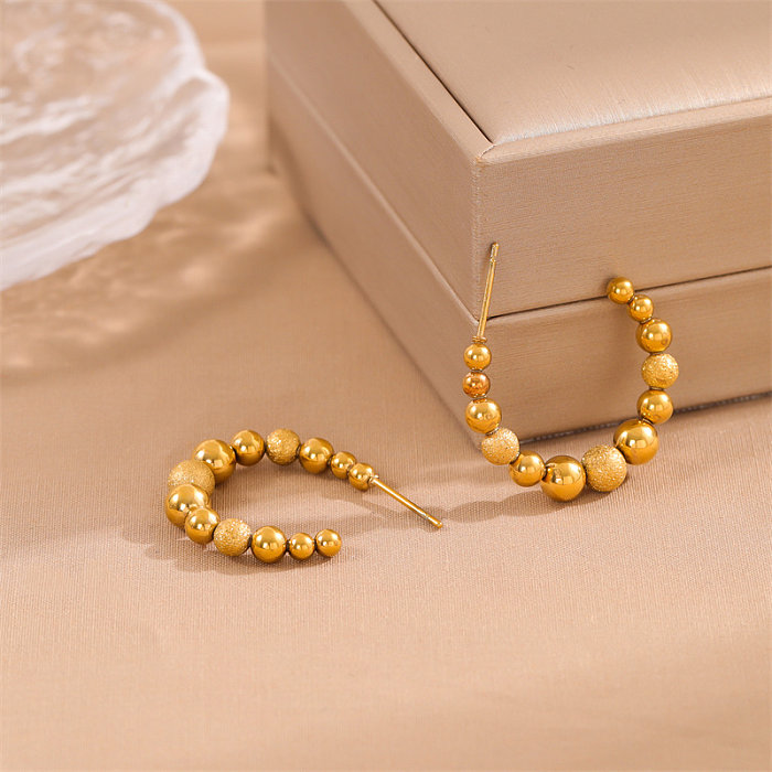 1 Pair Simple Style Irregular Round Plating Stainless Steel  18K Gold Plated Ear Studs