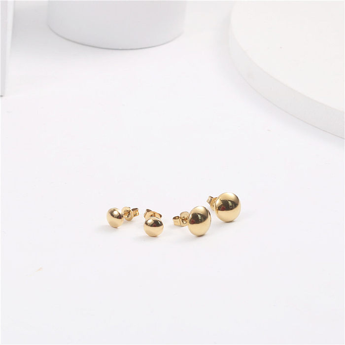 Simple Style Round Solid Color Stainless Steel Ear Studs 1 Pair