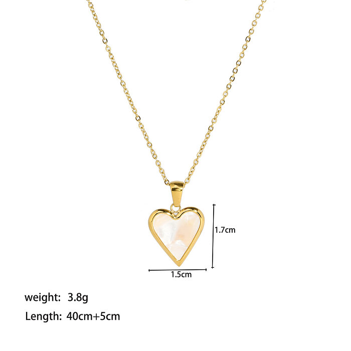 Lady Moon Heart Shape Stainless Steel  Stainless Steel Plating Inlay Artificial Gemstones Gold Plated Pendant Necklace